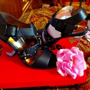 Dollhouse Gray See Through Block Heels 7.5